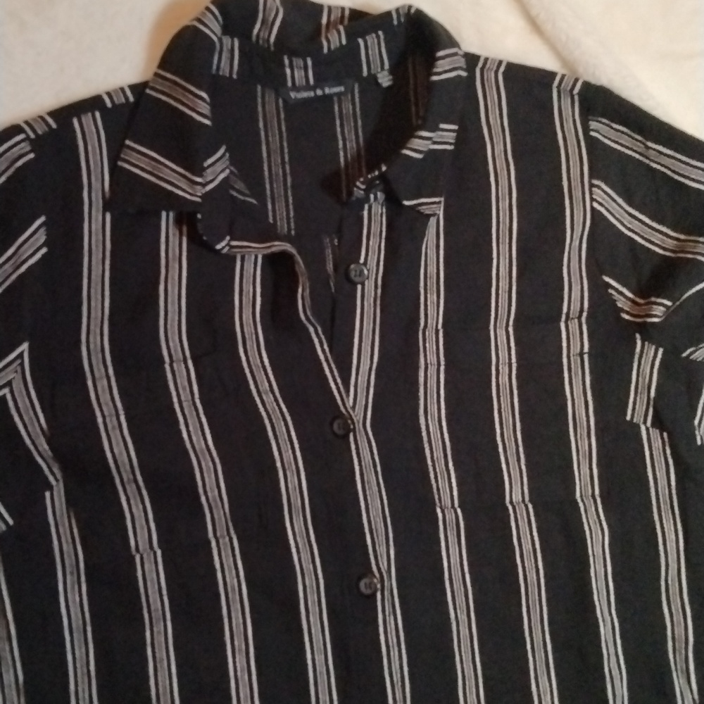 Violets and Roses Black White Stripe Mini Dress size 10